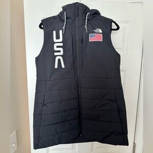NWOT* The North Face x Olympics Black Vest with USA Patch- Size Large
